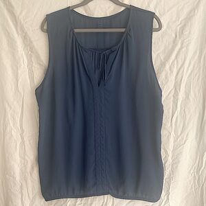 XXL / 18 Loft Blue V-neck Sleeveless Tank Top Blouse w/ Elastic Cinched Waist